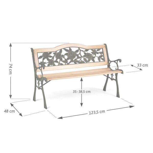 Parko suolas su atlošu 123,5 x 74 x 48 cm Gardi Rose Sofotel