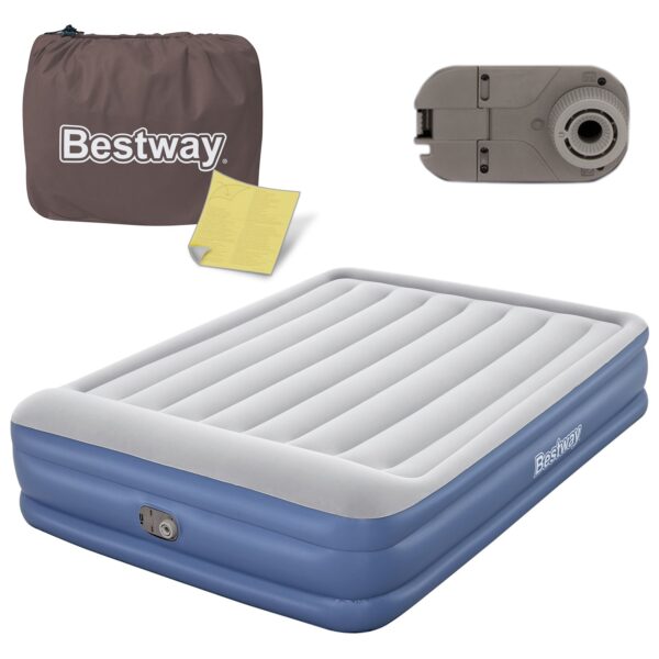 Pripučiamas čiužinys 203x152x46 cm su įmontuotu elektriniu siurbliu Bestway 67630