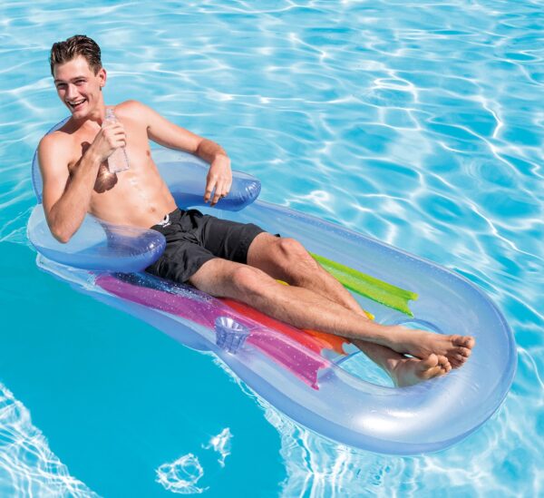 Čiužinys, saulės vonių ir plaukimo kėdė 2 viename „King Cool“ 160 x 85 cm INTEX 58802 mėlyna