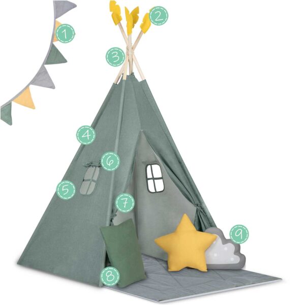 NK-406 Nukido tipi palapinė vaikams - žalia