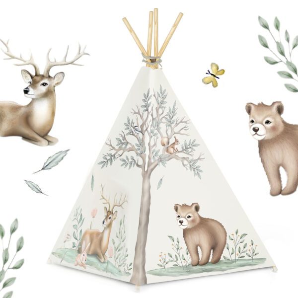 Nukido tipi palapinė vaikams - smėlio spalvos