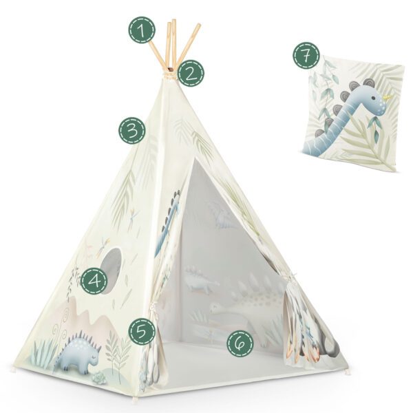 Nukido tipi palapinė vaikams – dinozaurai
