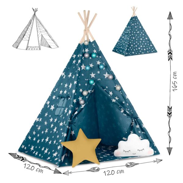 „Nukido“ vaikiška palapinė-tipi su šviesomis – mėlyna