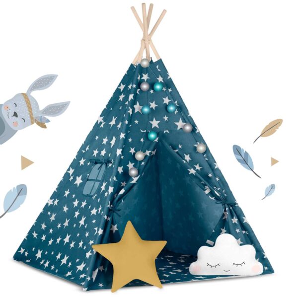 „Nukido“ vaikiška palapinė-tipi su šviesomis – mėlyna