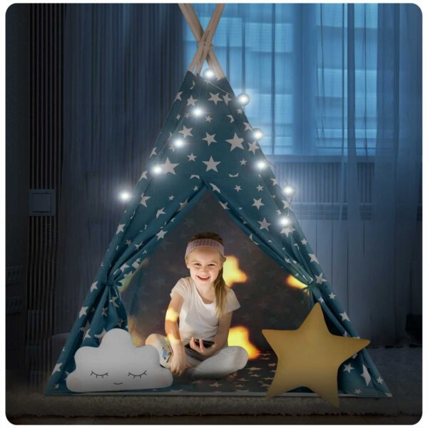 „Nukido“ vaikiška palapinė-tipi su šviesomis – mėlyna