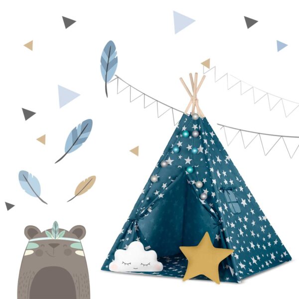 „Nukido“ vaikiška palapinė-tipi su šviesomis – mėlyna