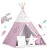 „Nukido Teepee“ palapinė su švieselėmis vaikams – rožinė su žvaigždutėmis