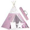 „Nukido Teepee“ palapinė su švieselėmis vaikams – rožinė su žvaigždutėmis