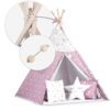 „Nukido Teepee“ palapinė su švieselėmis vaikams – rožinė su žvaigždutėmis