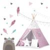 „Nukido Teepee“ palapinė su švieselėmis vaikams – rožinė su žvaigždutėmis