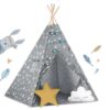 „Nukido“ vaikiška palapinė-tipi su švieselėmis – pilka su žvaigždėmis