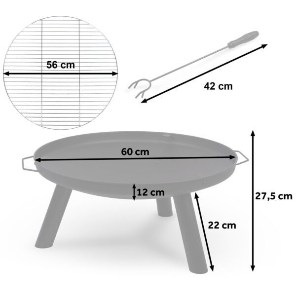 Sodo laužavietė su grotelėmis 60 cm Berdsen BD-881