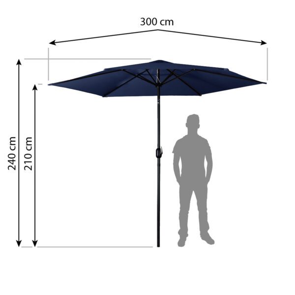 Sulankstomas sodo skėtis, 6 dalių, 300 cm, su uždanga, Plonos PL-884