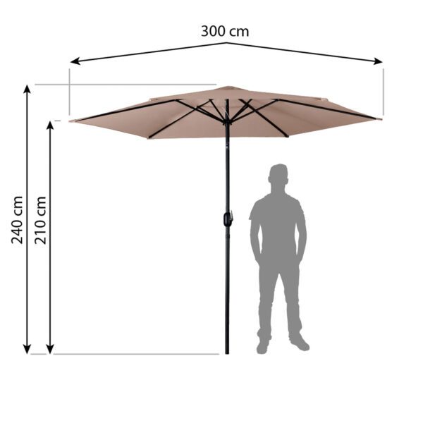 Sulankstomas sodo skėtis, 6 dalių, 300 cm, su uždanga, Plonos PL-884
