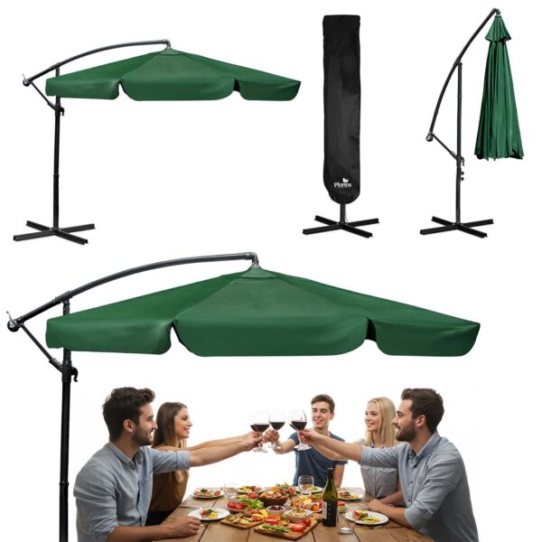 Parasol ogrodowy składany 6 segmentowy 350 cm z pokrowcem Plonos PL-880 Sulankstomas sodo skėtis, 6 dalių, 350 cm, su uždanga, „Plonos PL-880“