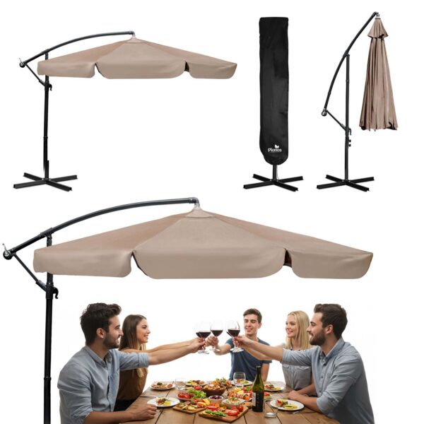 Sulankstomas sodo skėtis, 6 dalių, 350 cm, su uždanga, „Plonos PL-880“