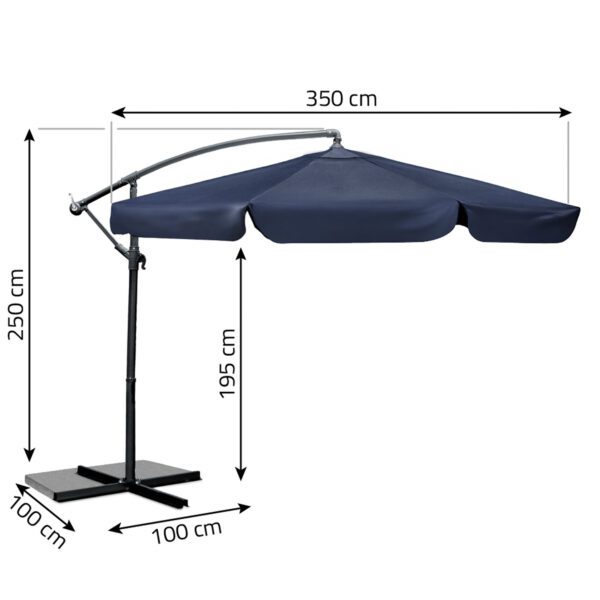 Sulankstomas sodo skėtis, 6 dalių, 350 cm, su uždanga, „Plonos PL-880“