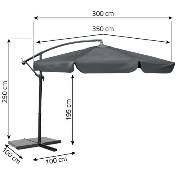 Sulankstomas sodo skėtis, 6 dalių, 350 cm, su uždanga, „Plonos PL-880“