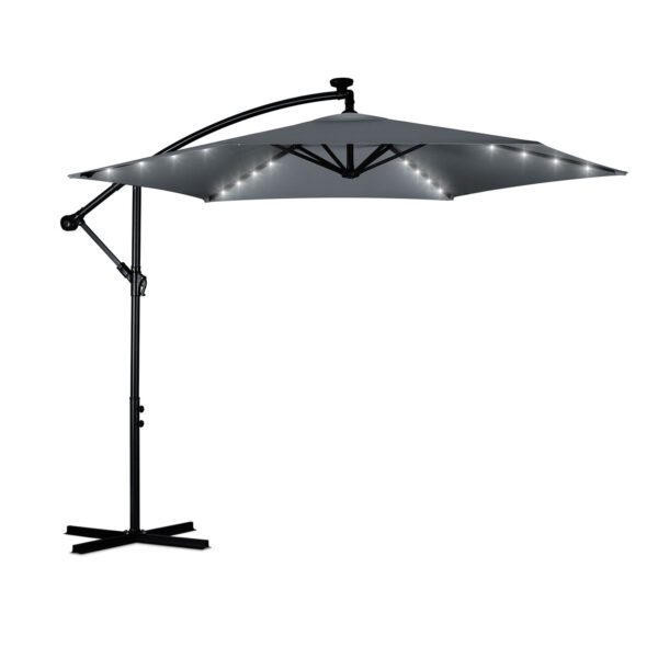 Sulankstomas sodo skėtis, 6 dalių, 350 cm, su dangčiu ir šviesomis, „Plonos PL-882“