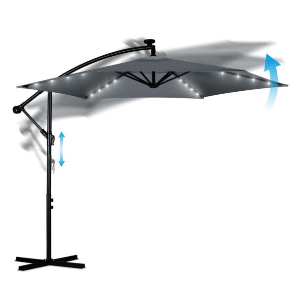 Sulankstomas sodo skėtis, 6 dalių, 350 cm, su dangčiu ir šviesomis, „Plonos PL-882“