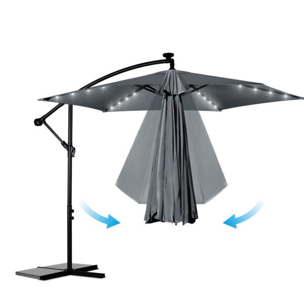 Sulankstomas sodo skėtis, 6 dalių, 350 cm, su dangčiu ir šviesomis, „Plonos PL-882“