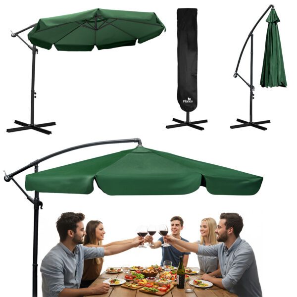 Parasol ogrodowy składany 8 segmentowy 350 cm z pokrowcem Plonos PL-881 Sulankstomas sodo skėtis, 8 segmentų, 350 cm, su uždanga, „Plonos PL-881“