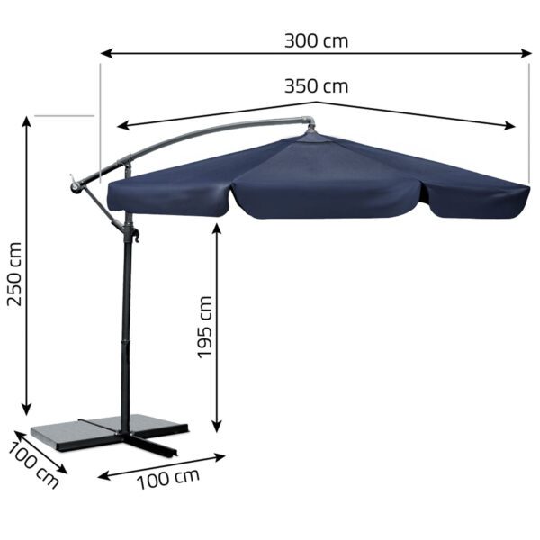 Sulankstomas sodo skėtis, 8 segmentų, 350 cm, su uždanga, „Plonos PL-881“