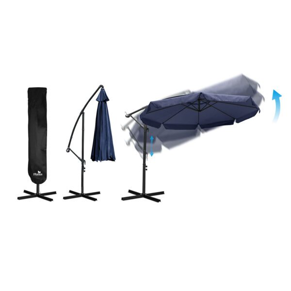 Sulankstomas sodo skėtis, 8 segmentų, 350 cm, su uždanga, „Plonos PL-881“
