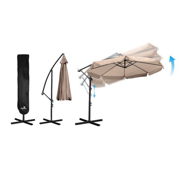 Sulankstomas sodo skėtis, 8 segmentų, 350 cm, su uždanga, „Plonos PL-881“