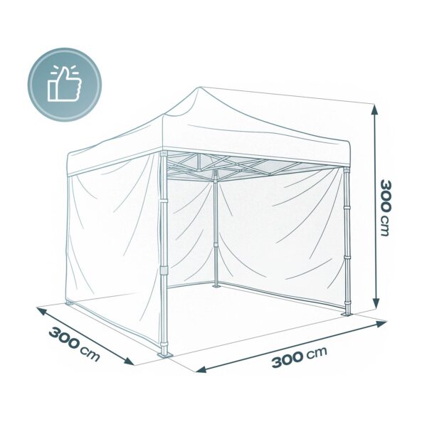Sodo paviljonas su 3 sienomis, 3 x 3 m, smėlio spalvos, Plonos