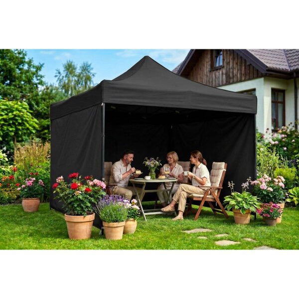 Sodo paviljonas su 3 sienomis, 3 x 3 m, juodas, Plonos