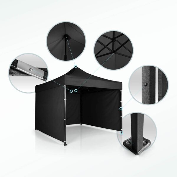 Sodo paviljonas su 3 sienomis, 3 x 3 m, juodas, Plonos
