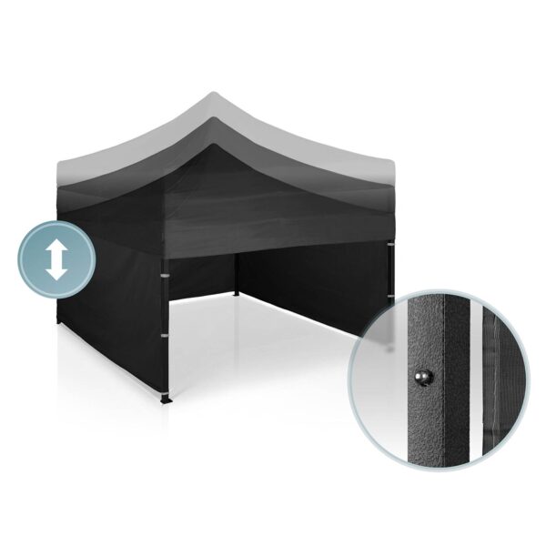 Sodo paviljonas su 3 sienomis, 3 x 3 m, juodas, Plonos