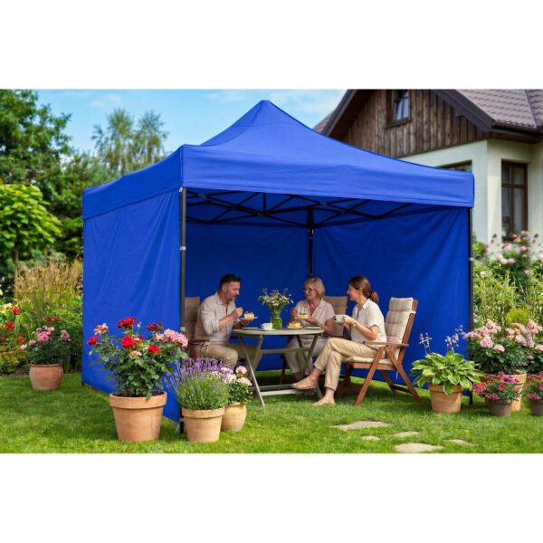 Sodo paviljonas su 3 sienomis, 3 x 3 m, mėlynas, Plonos