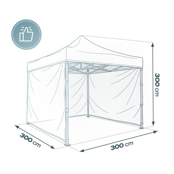 Sodo paviljonas su 3 sienomis, 3 x 3 m, pilkas, Plonos
