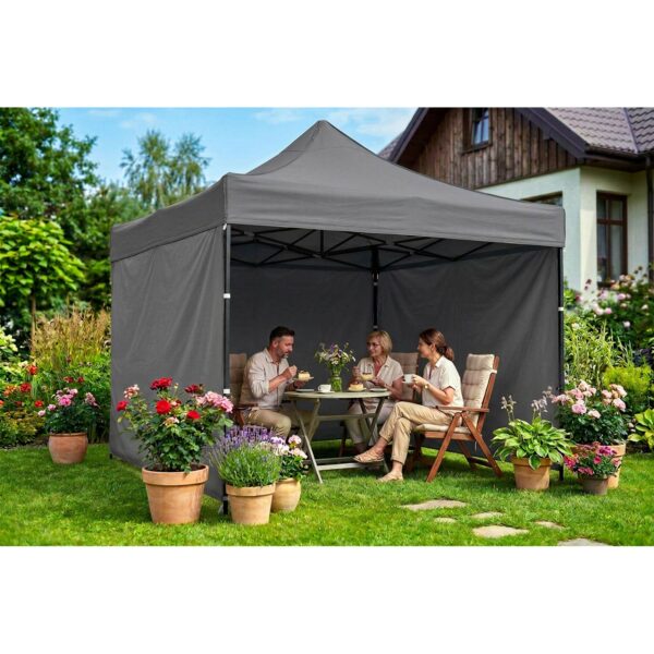 Sodo paviljonas su 3 sienomis, 3 x 3 m, pilkas, Plonos