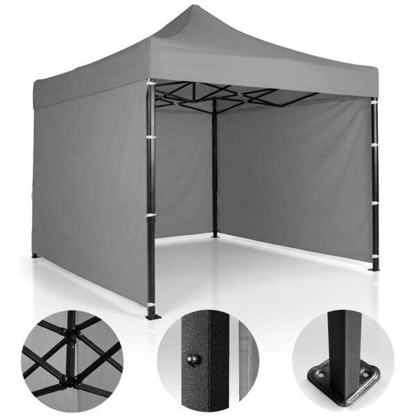 Sodo paviljonas su 3 sienomis, 3 x 3 m, pilkas, Plonos