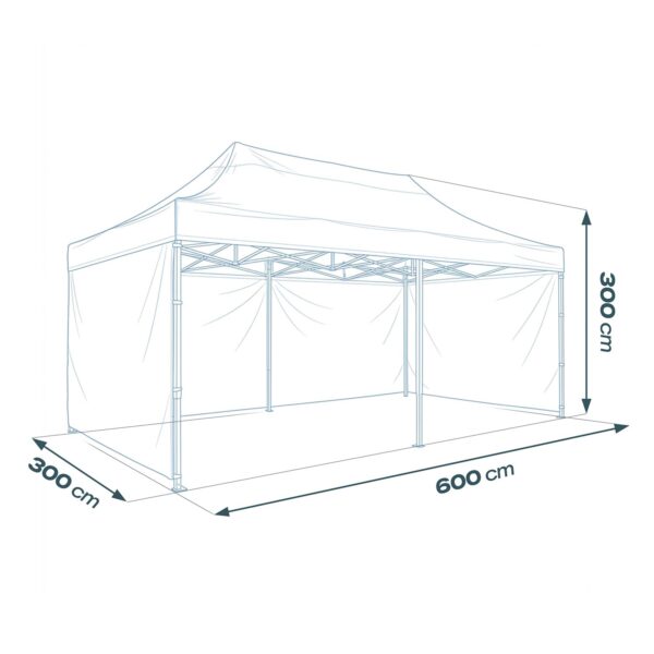 Sodo paviljonas su 3 sienomis, 3 x 6 m, baltas, Plonos