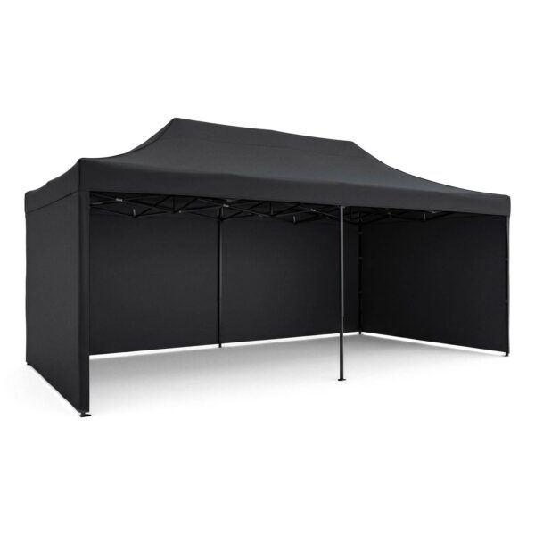 Sodo paviljonas su 3 sienomis, 3 x 6 m, juodas, Plonos
