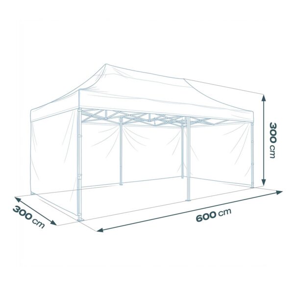 Sodo paviljonas su 3 sienomis, 3 x 6 m, juodas, Plonos
