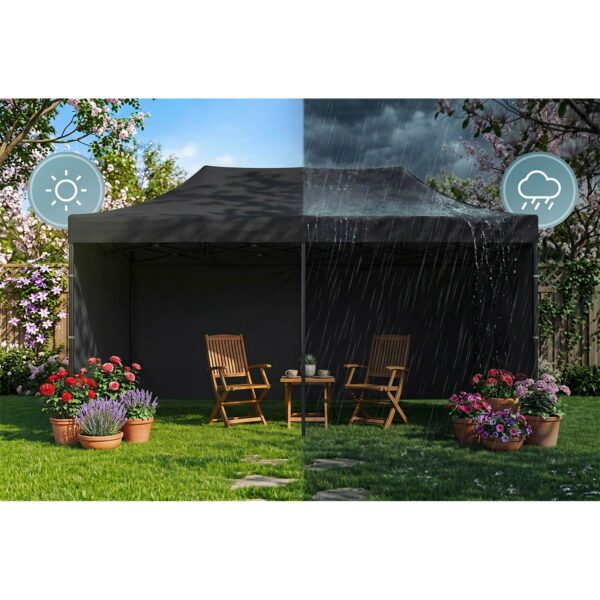 Sodo paviljonas su 3 sienomis, 3 x 6 m, juodas, Plonos