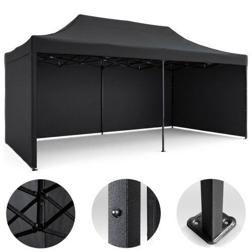 Pawilon ogrodowy 3 scianki 3 x 6m czarny Plonos Sodo paviljonas su 3 sienomis, 3 x 6 m, juodas, Plonos