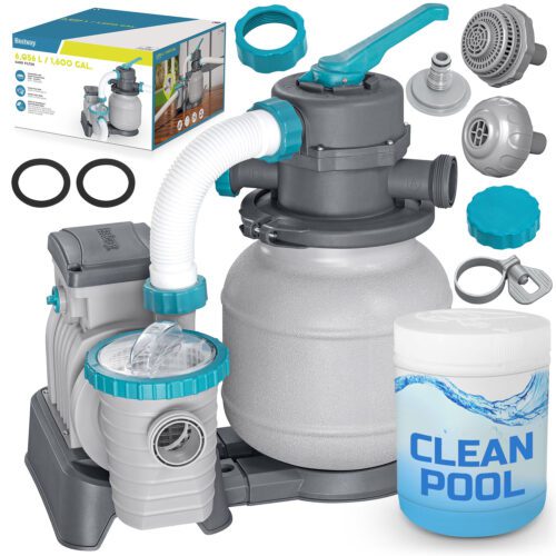 Pompa piaskowa do basenów + tabletki multifunkcyjne 6056 l/h Bestway 58497 Smėlio filtro siurblys baseinams + daugiafunkcinės tabletės 6056 l/val. Bestway 58497