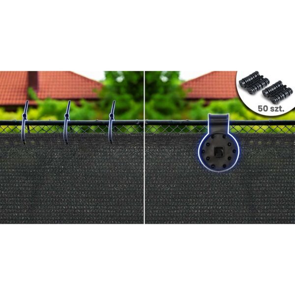 Tinklelis nuo šešėlių 1,5 x 25 m, 110 g/m² + 50 spaustukų, pilkas
