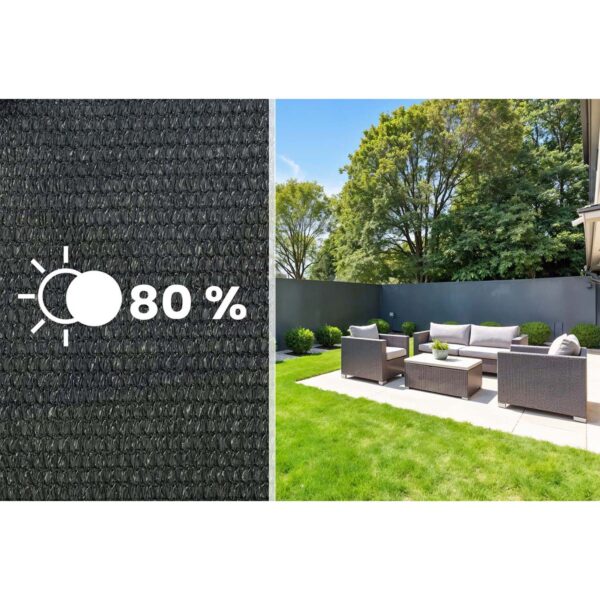Tinklelis nuo šešėlių 1,5 x 25 m, 110 g/m² + 50 spaustukų, pilkas
