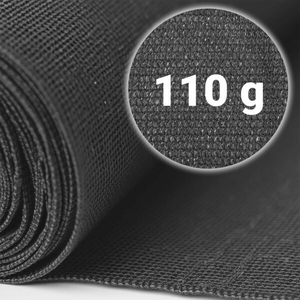 Tinklelis nuo šešėlių 1,5 x 25 m, 110 g/m² + 50 spaustukų, pilkas