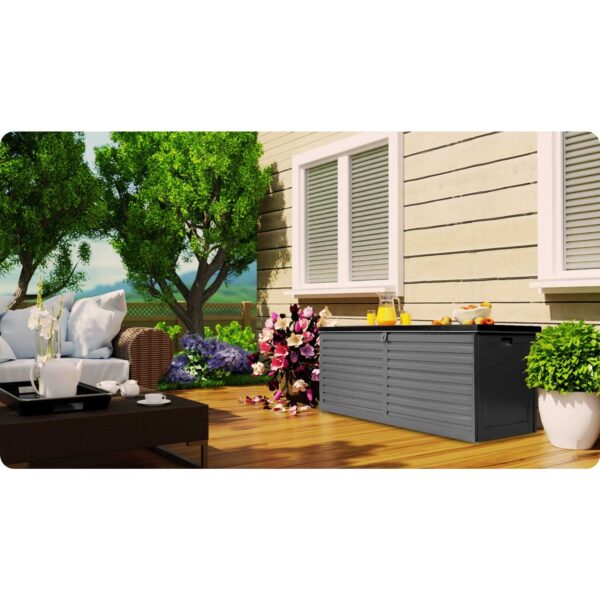 Sodo dėžė 143 x 57 x 53,5 cm 390 litrų juodos ir pilkos spalvos