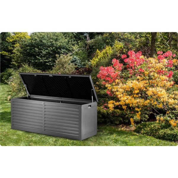 Sodo dėžė 143 x 57 x 53,5 cm 390 litrų juodos ir pilkos spalvos