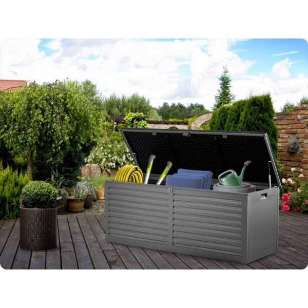 Sodo dėžė 143 x 57 x 53,5 cm 390 litrų juodos ir pilkos spalvos