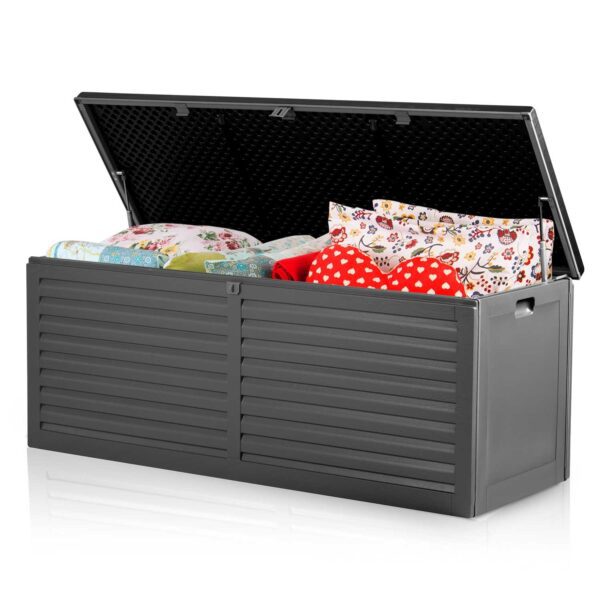 Sodo dėžė 143 x 57 x 53,5 cm 390 litrų juodos ir pilkos spalvos